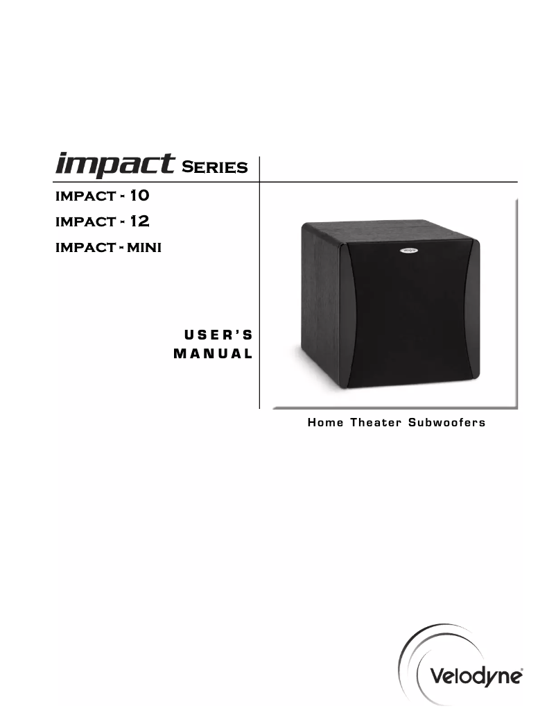 Page n°1 - Manuel utilisateur Velodyne Impact-12