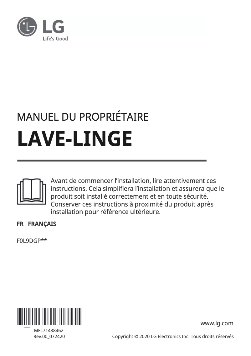 Page 1 de la notice Manuel utilisateur LG F0L9DGP2S