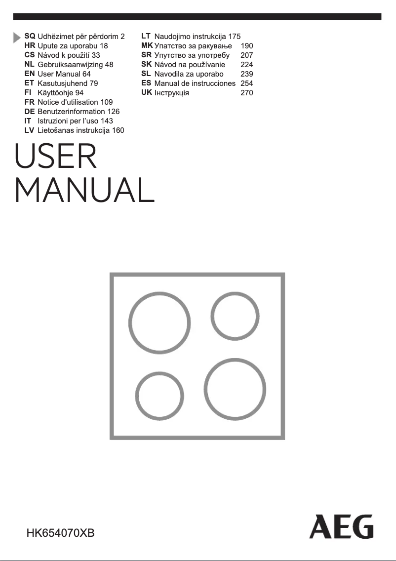 Imagen de la primera página del manual del dispositivo HK654070XB