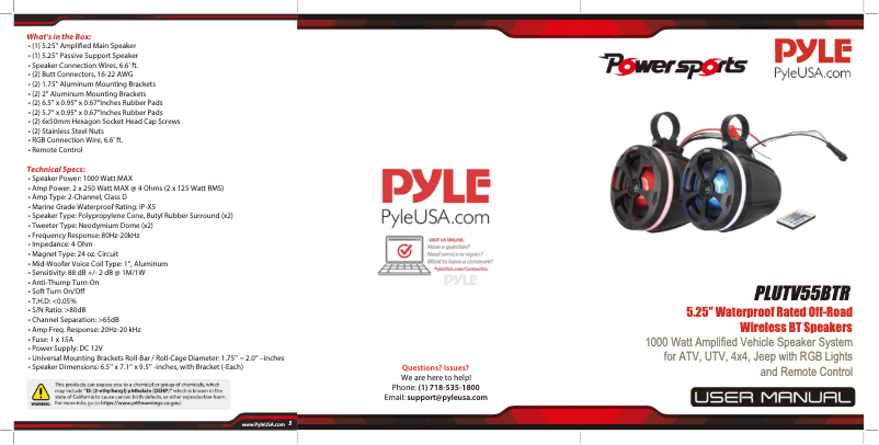Page n°1 - Manuel utilisateur Pyle PLUTV55BTR