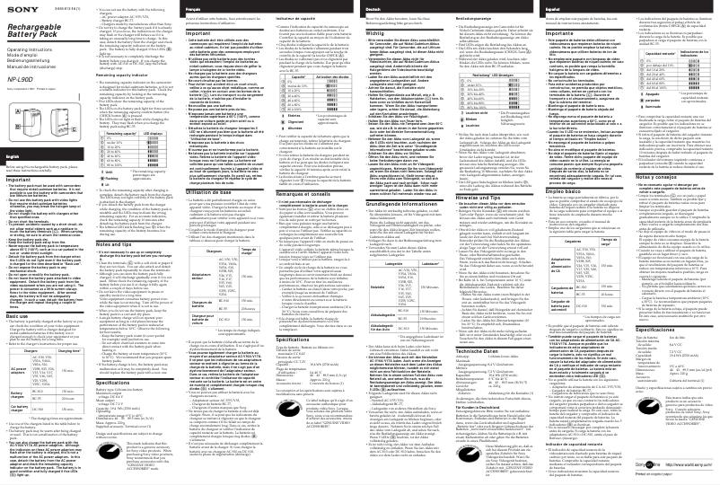 Imagen de la primera página del manual del dispositivo NP-L90D
