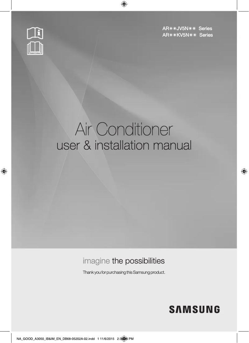Page 1 de la notice Manuel utilisateur Samsung AR18KV5NBWKNNA