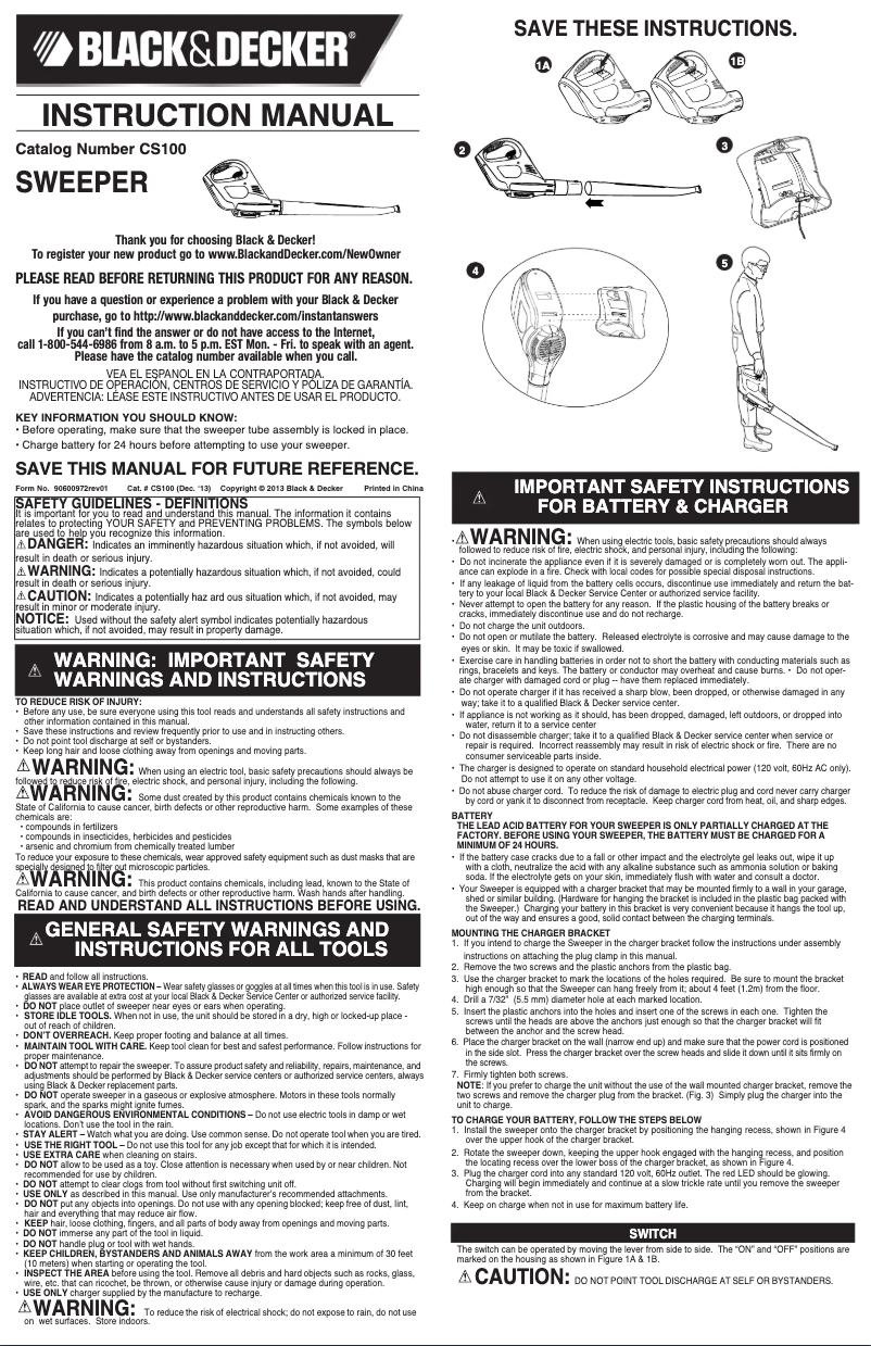 Page 1 de la notice Manuel utilisateur Black & Decker CS100
