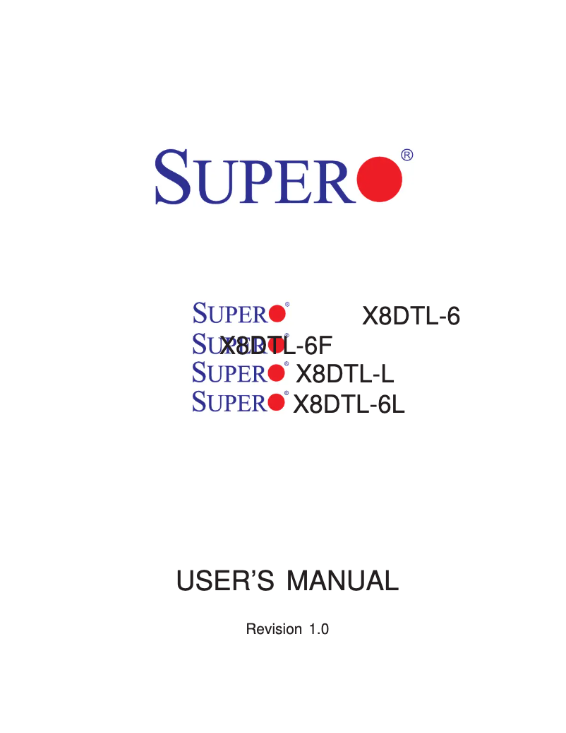 Page 1 de la notice Manuel utilisateur Supermicro X8DTL-6F