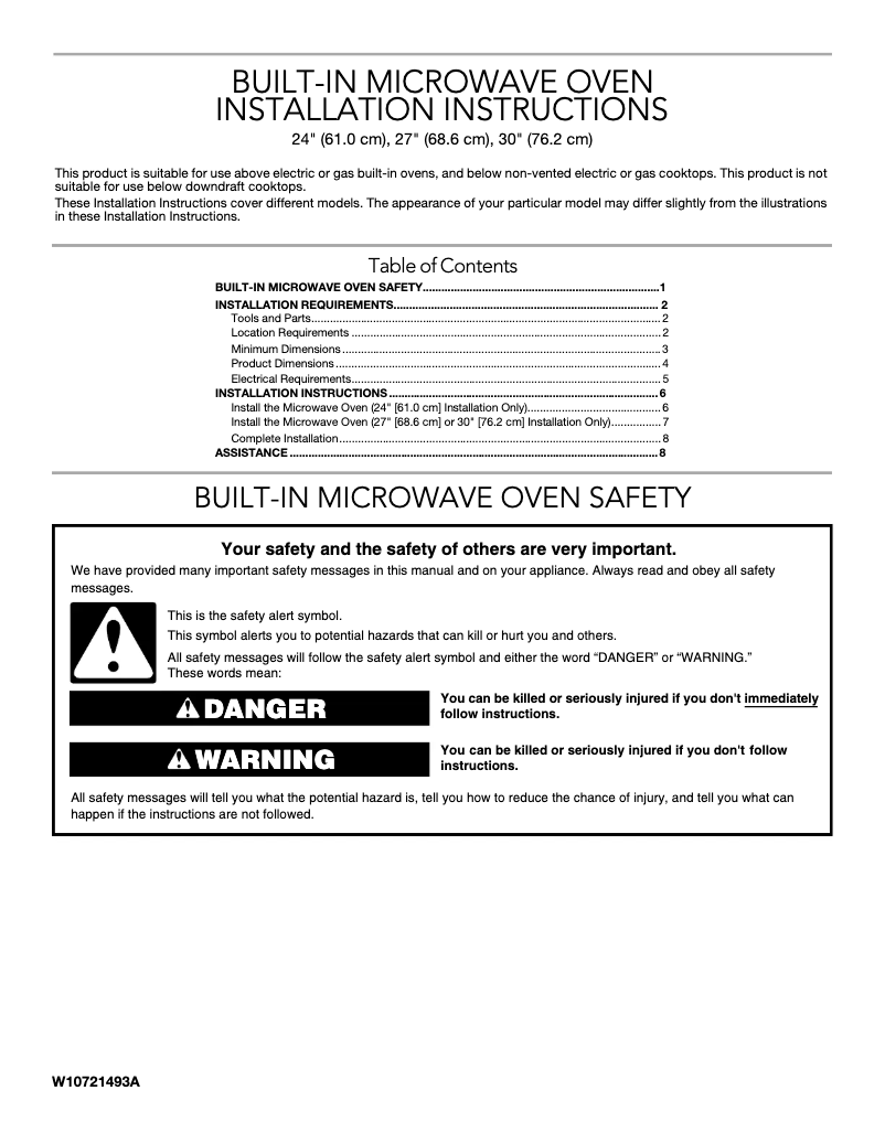 Page 1 de la notice Guide d'installation KitchenAid KMBS104ESS