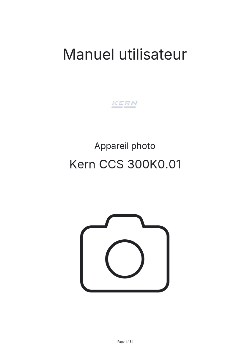 Page n°1 - Manuel utilisateur Kern CCS 300K0.01