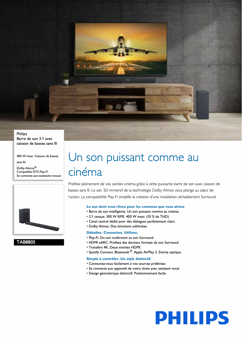 Page n°1 - Fiche technique Philips TAB8805