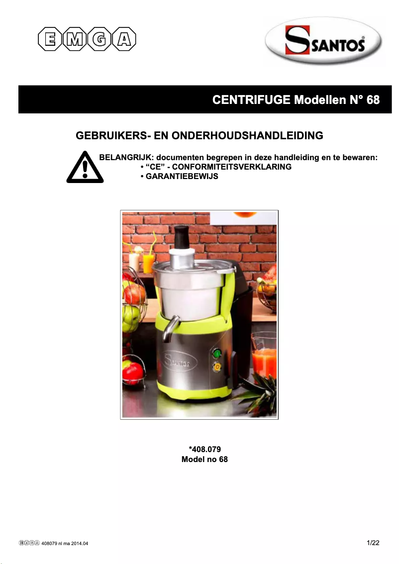 Page n°1 - Manuel utilisateur Santos N° 68