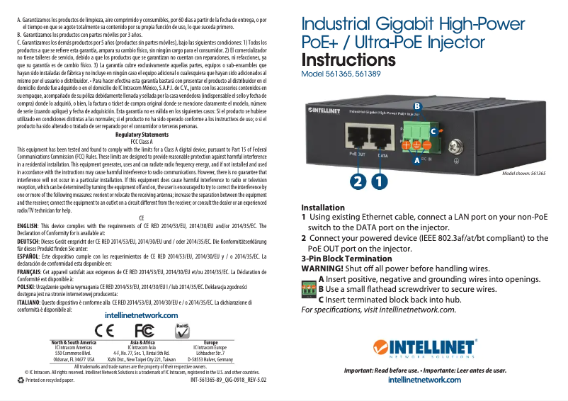 Page n°1 - Manuel utilisateur Intellinet 561365