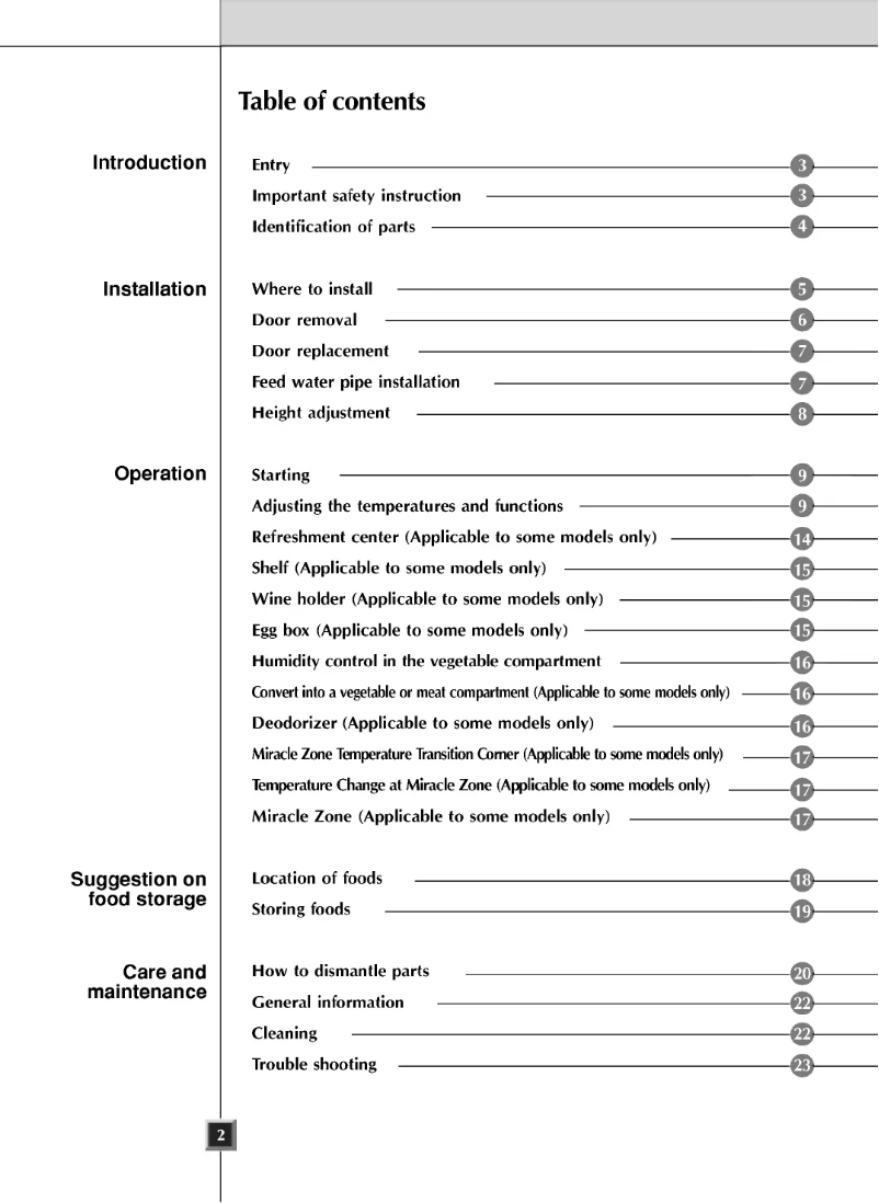Image de la première page du manuel de l'appareil GR-L227SUJ