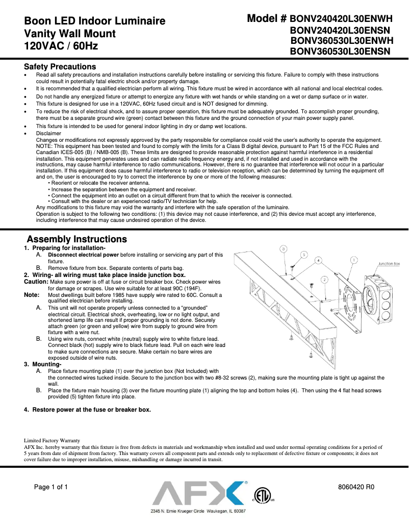 Image de la première page du manuel de l'appareil Boon BONV360530L30ENWH