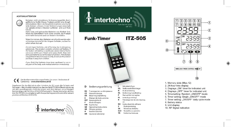 Page 1 de la notice Manuel utilisateur Intertechno ITZ-505