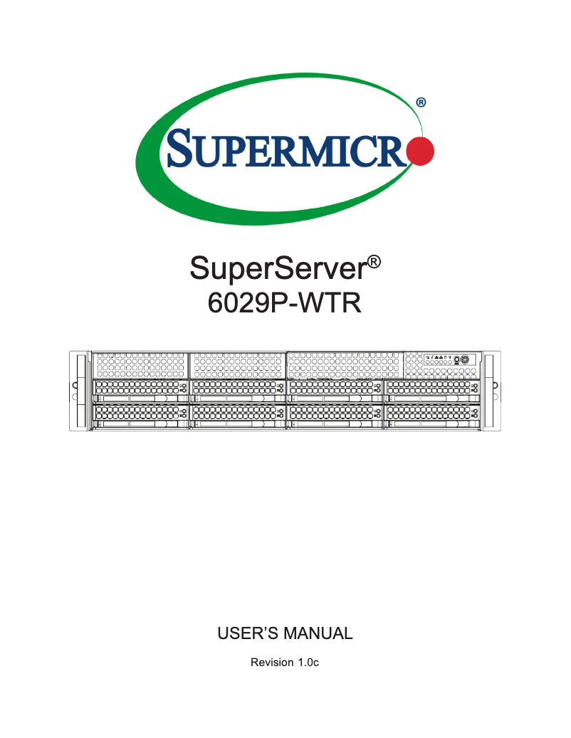 Page 1 de la notice Manuel utilisateur Supermicro SuperServer 6029P-WTR