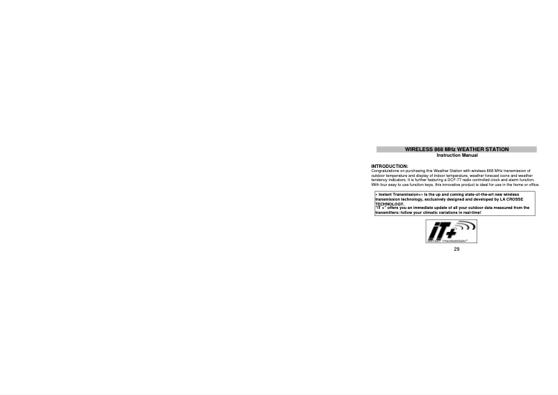 Page 1 de la notice Manuel utilisateur La Crosse Technology WS9131