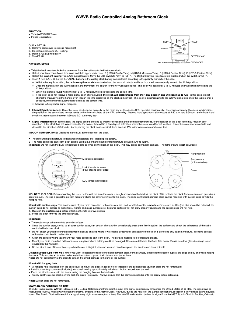 Image de la première page du manuel de l'appareil WT-3108-BBB
