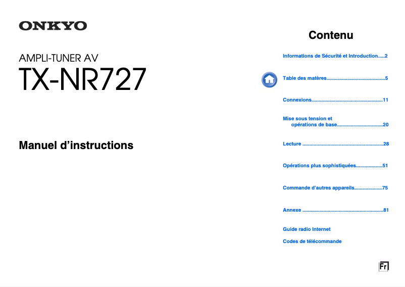 Image de la première page du manuel de l'appareil TX-NR727