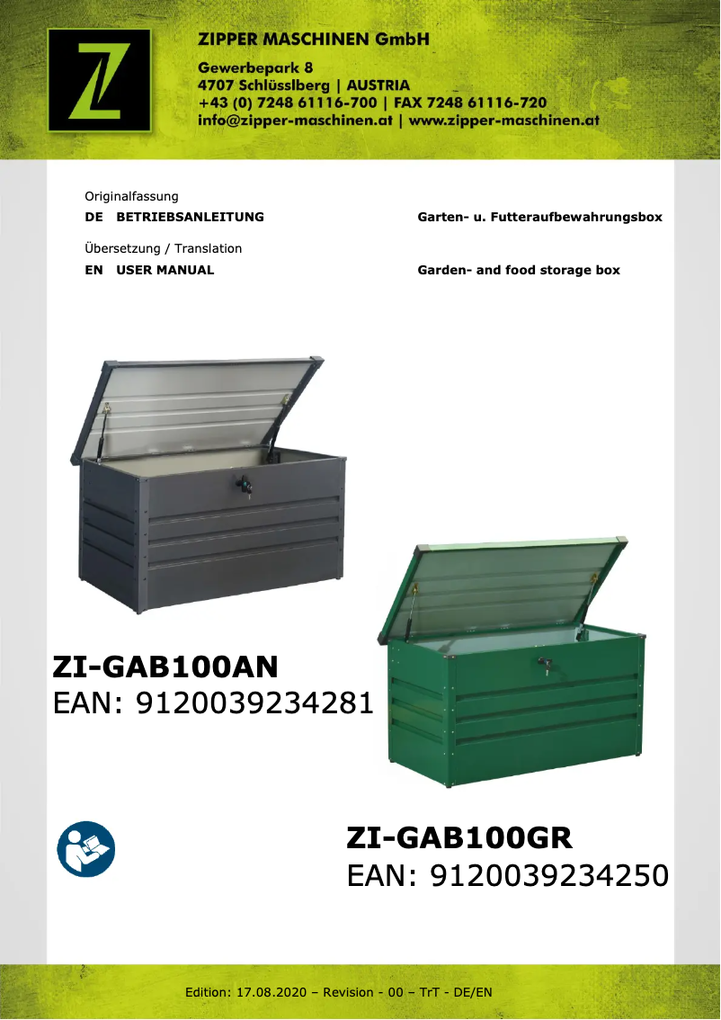 Page n°1 - Manuel utilisateur Zipper ZI-GAB100AN