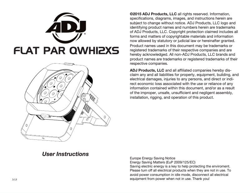 Page n°1 - Manuel utilisateur Adj Flat Par QWH12XS