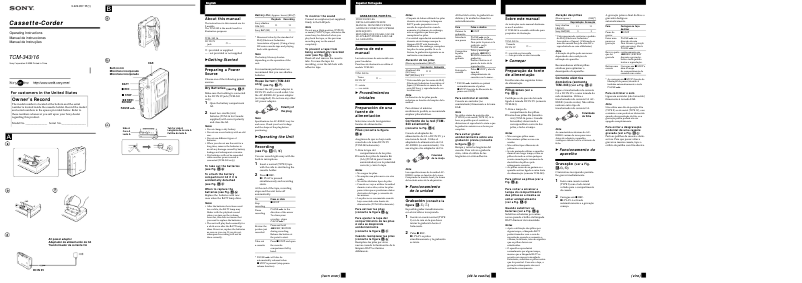 Page n°1 - Manuel utilisateur Sony TCM-16