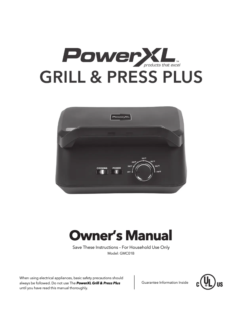 Page n°1 - Manuel utilisateur PowerXL Grill & Press Plus GMCB01B