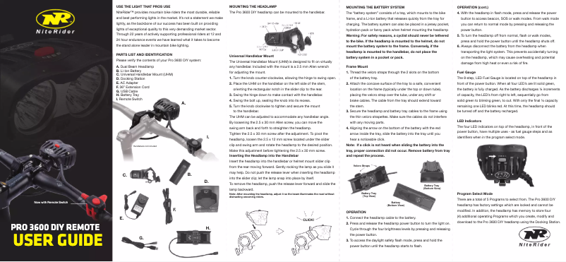 Page n°1 - Manuel utilisateur NiteRider Pro 3600 DIY Remote