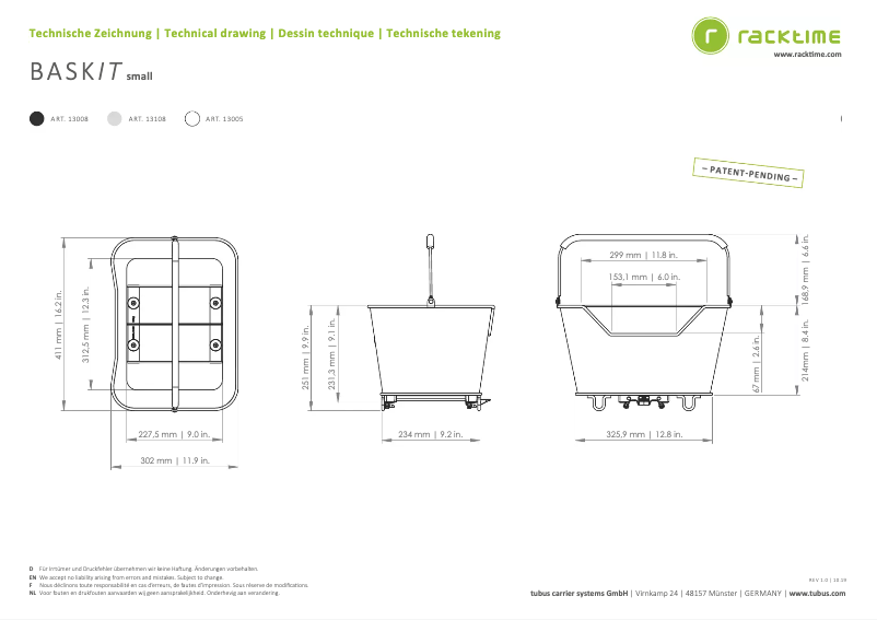 Página 1 del manual Manual de usuario Racktime 13005