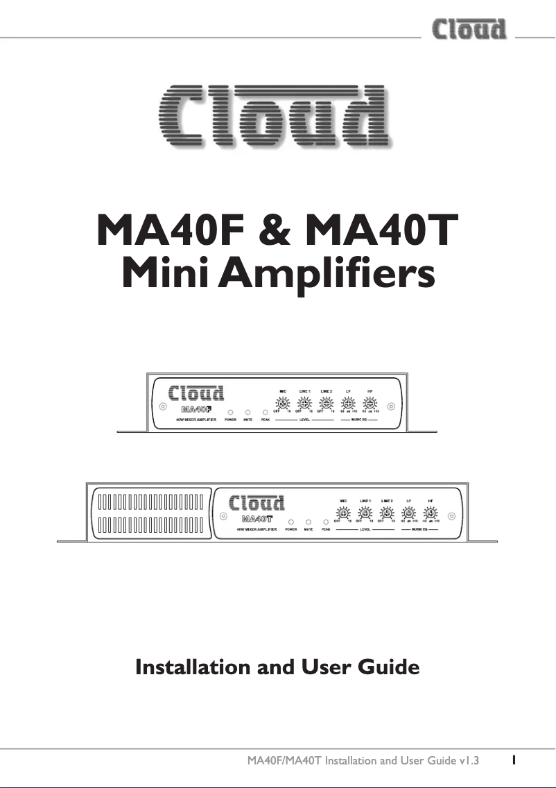Page 1 de la notice Manuel utilisateur Cloud MA40T