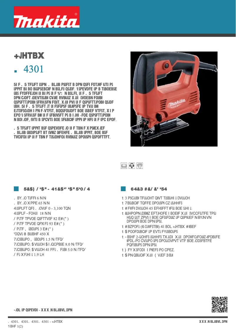 Page n°1 - Fiche technique Makita M4301
