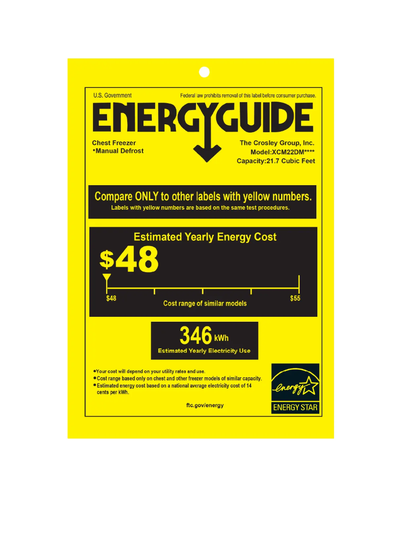 Page 1 de la notice Label énergétique Crosley XCM22DMWW