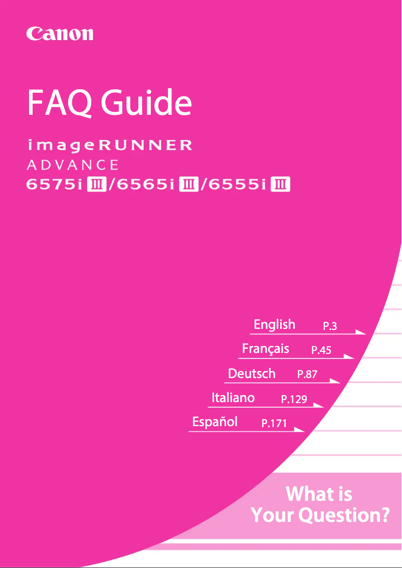 Page n°1 - FAQ Canon imageRUNNER ADVANCE 6565i III
