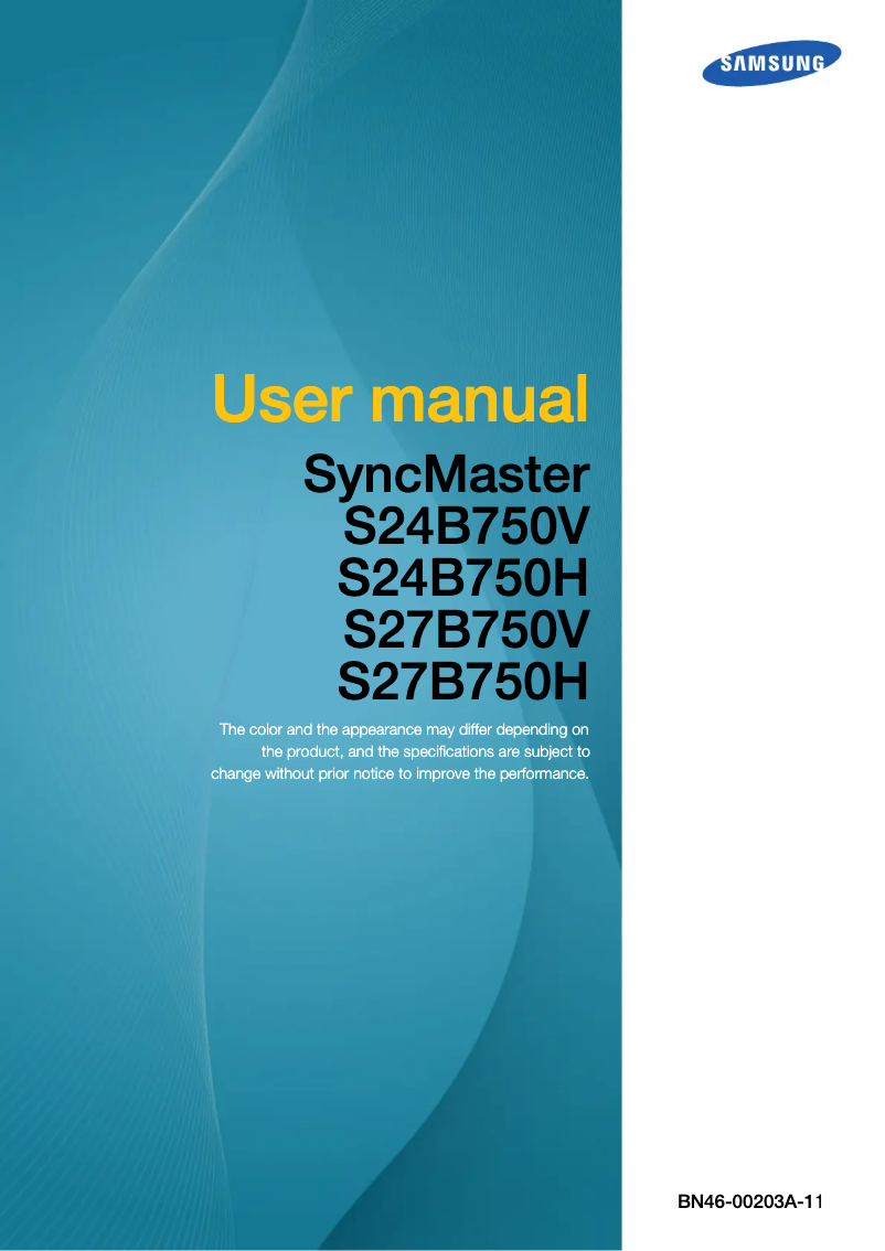 Page 1 de la notice Manuel utilisateur Samsung SyncMaster S27B750VS