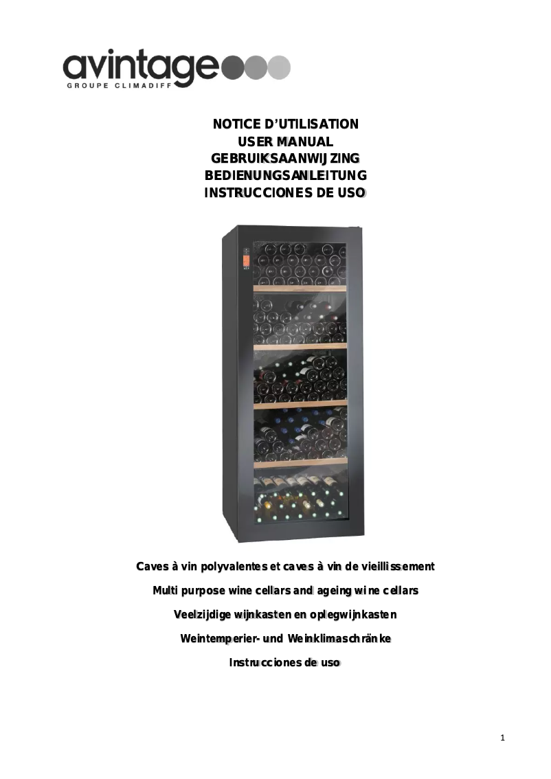 Page 1 de la notice Manuel utilisateur Avintage DV315APN6-2