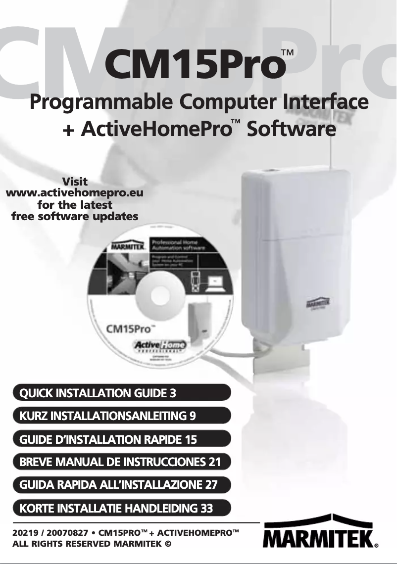 Page 1 of the manual User Manual Marmitek CM15Pro