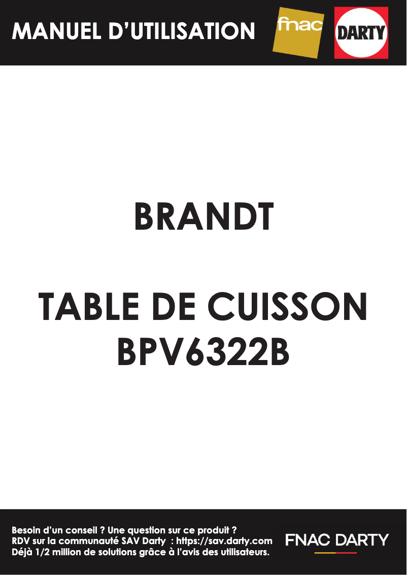 Page 1 de la notice Manuel utilisateur Brandt BPV6322B