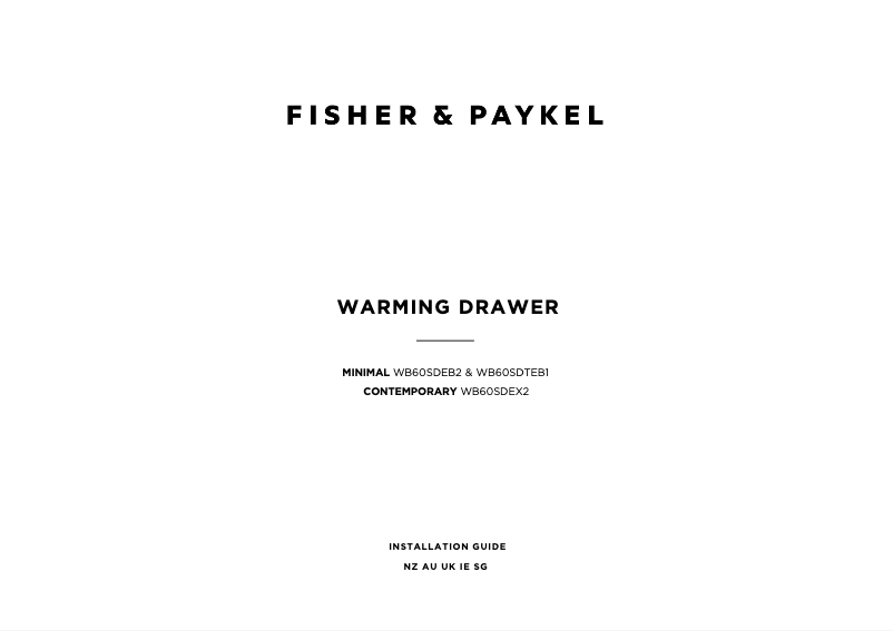 Page n°1 - Guide d'installation Fisher & Paykel WB60SDEX1