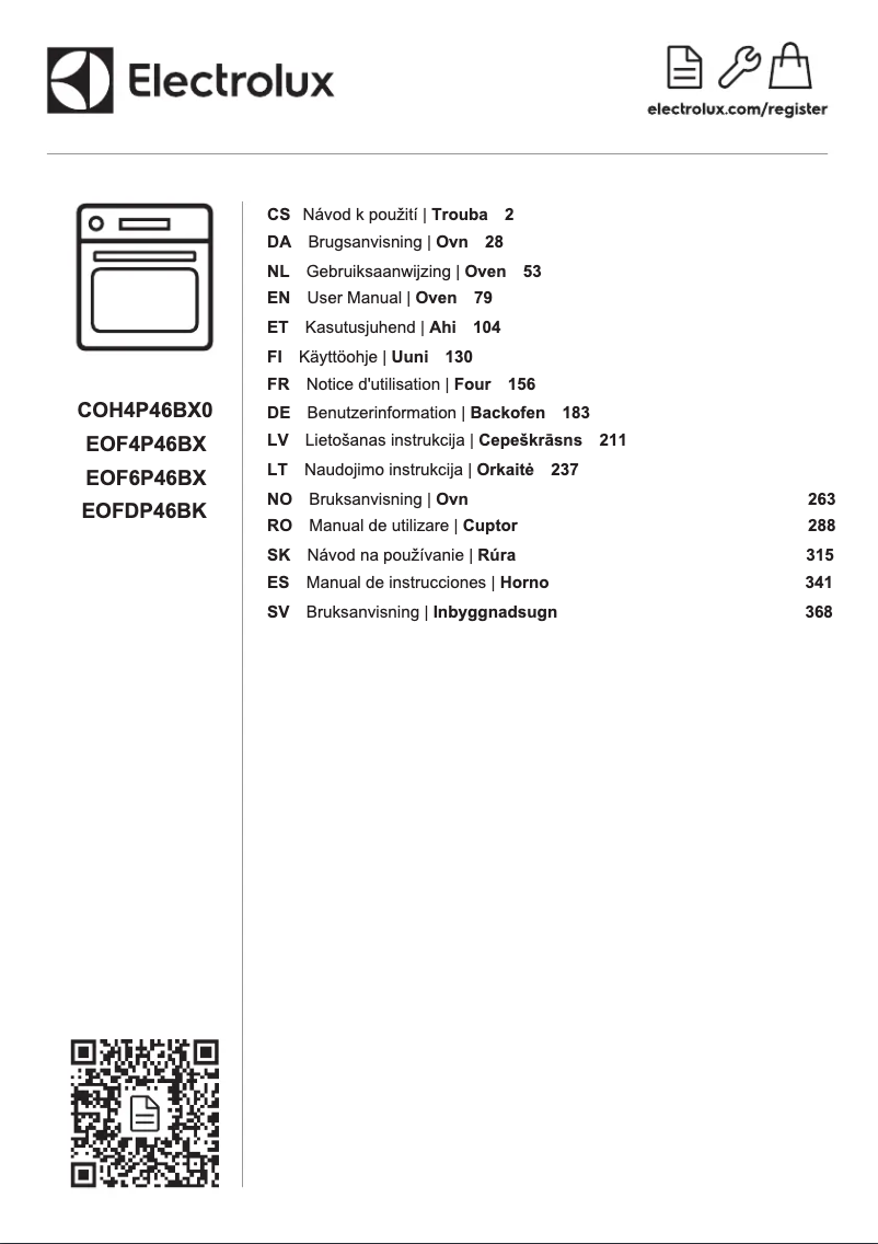 Page 1 de la notice Manuel utilisateur Electrolux EOF4P46BX
