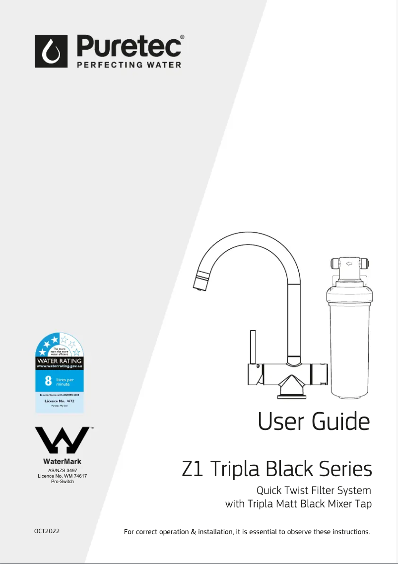 Página 1 del manual Manual de usuario Puretec Z1-BL1