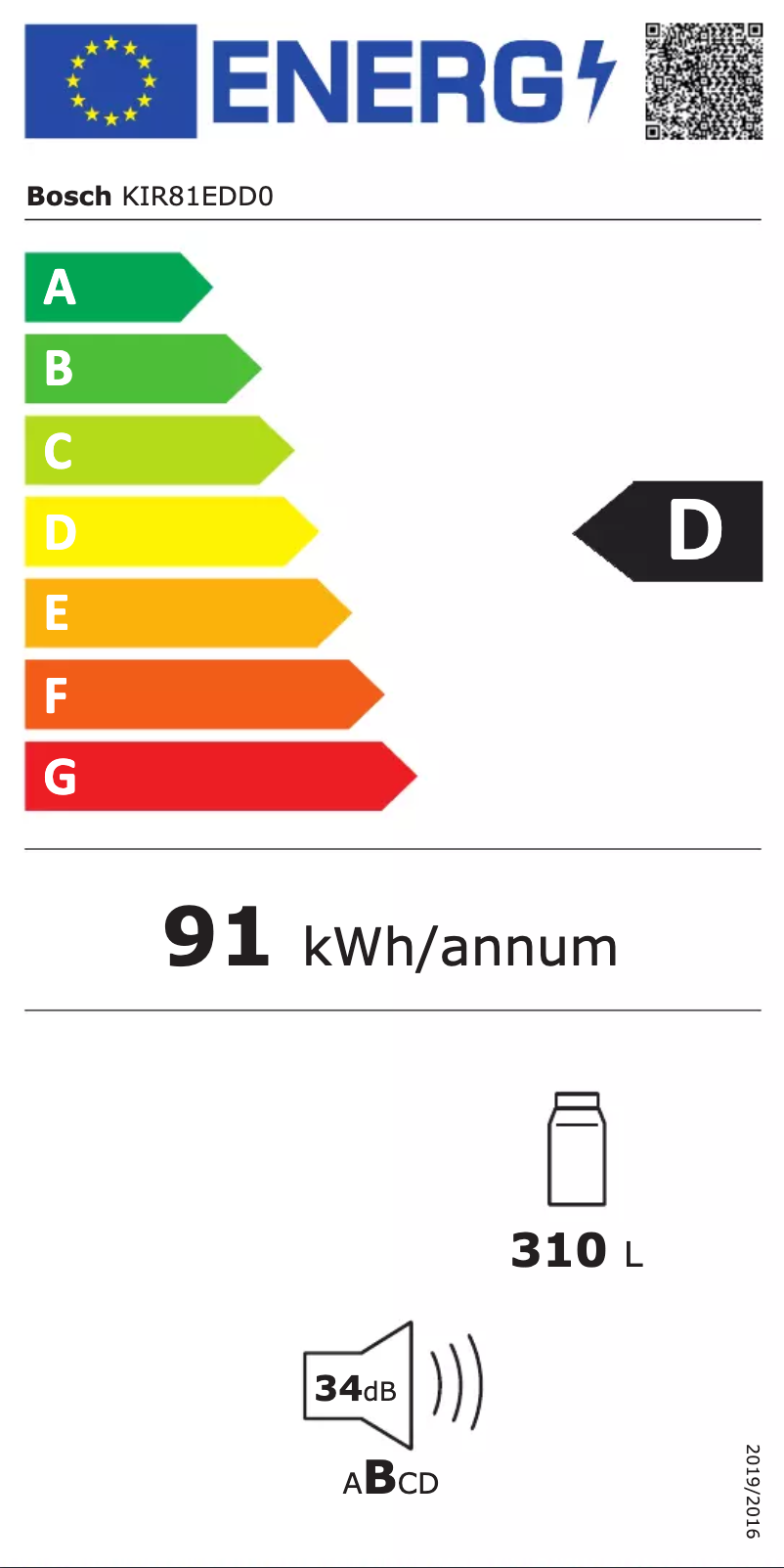 Page n°1 - Label énergétique Bosch KIR81EDD0