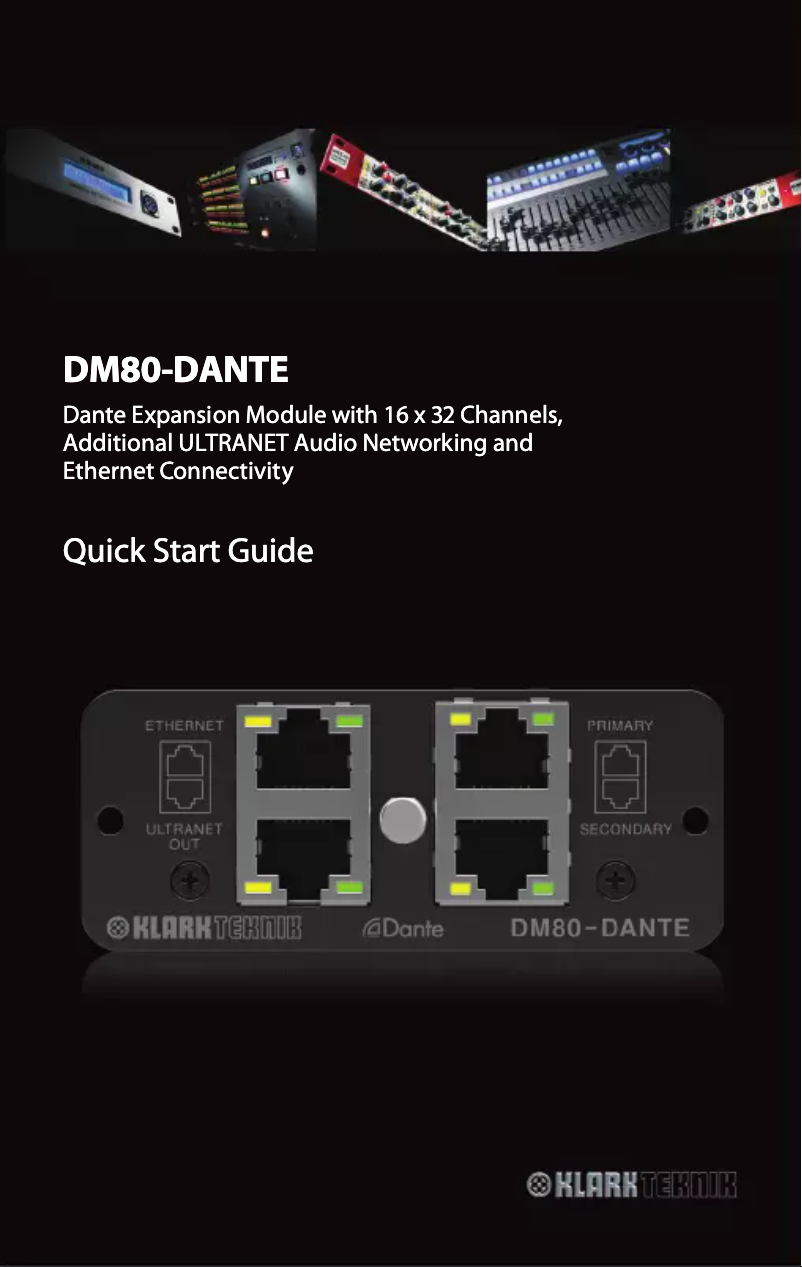 Page 1 de la notice Guide de démarrage rapide Klark Teknik DM80-DANTE