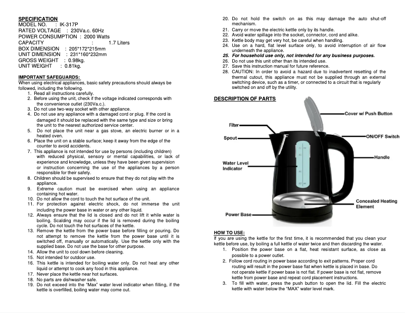 Page 1 of the manual User Manual Imarflex IK-317P