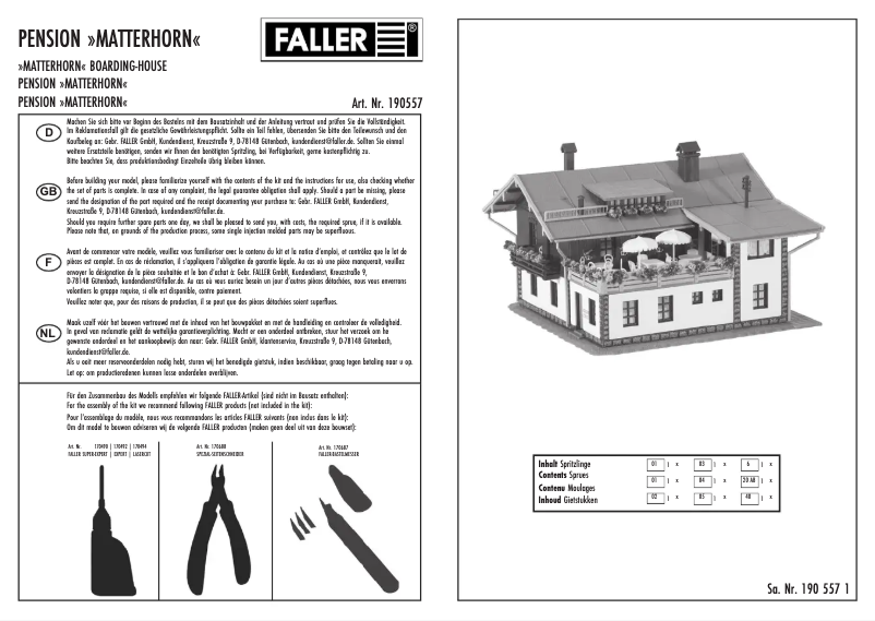 Page n°1 - Manuel utilisateur Faller 190557