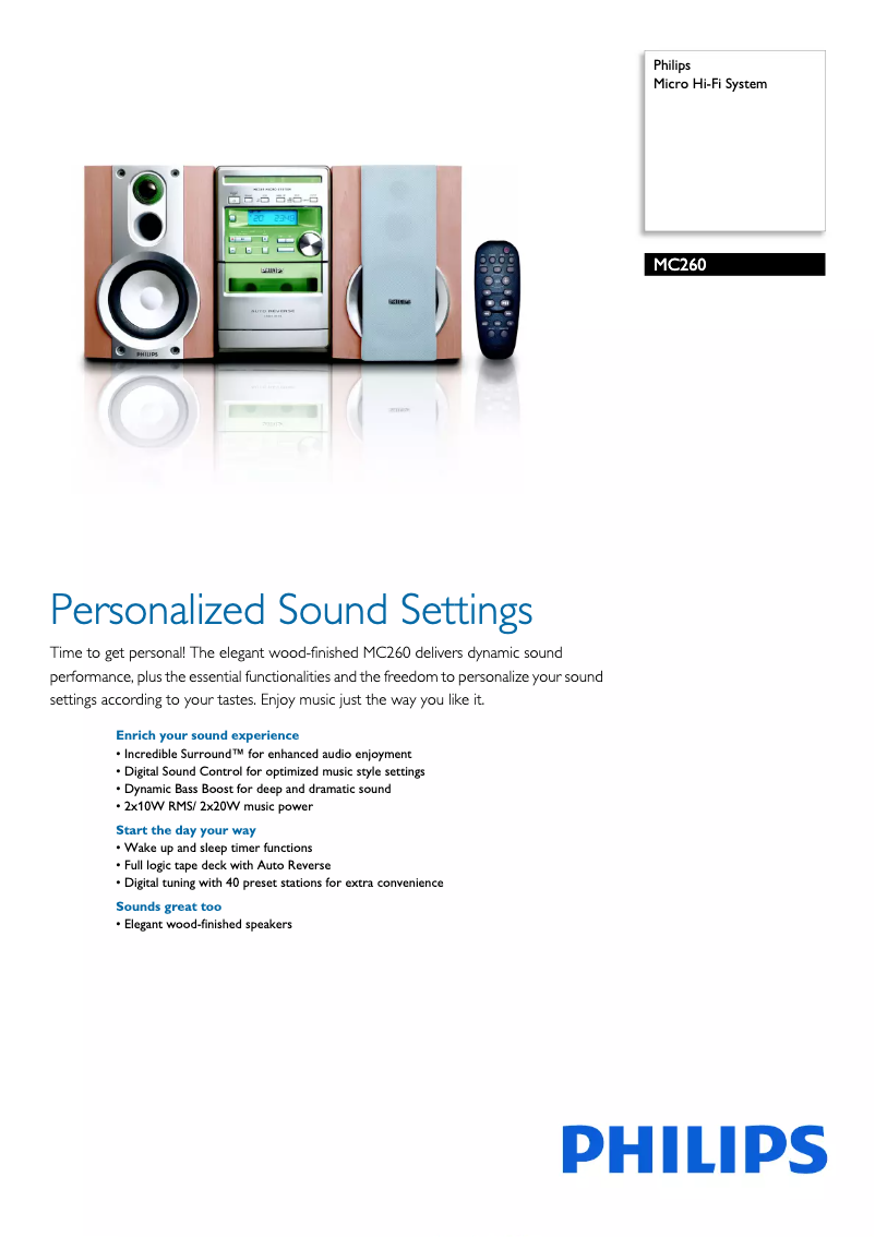 Page n°1 - Brochure Philips MC260