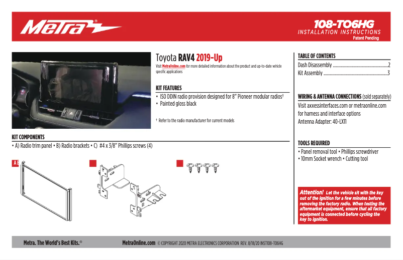 Page n°1 - Manuel utilisateur Metra 108-TO6HG