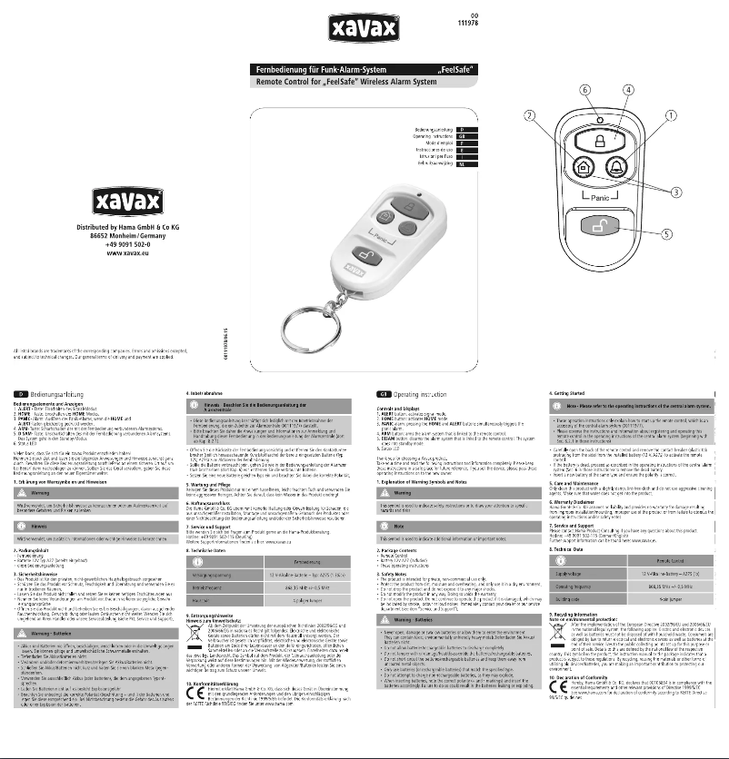Page 1 de la notice Manuel utilisateur Xavax 00111978