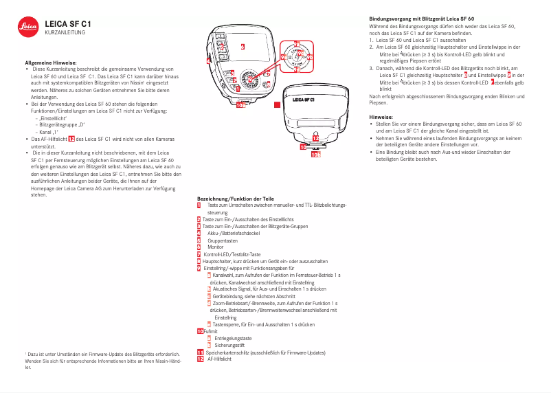 Page 1 de la notice Manuel utilisateur Leica SF C1