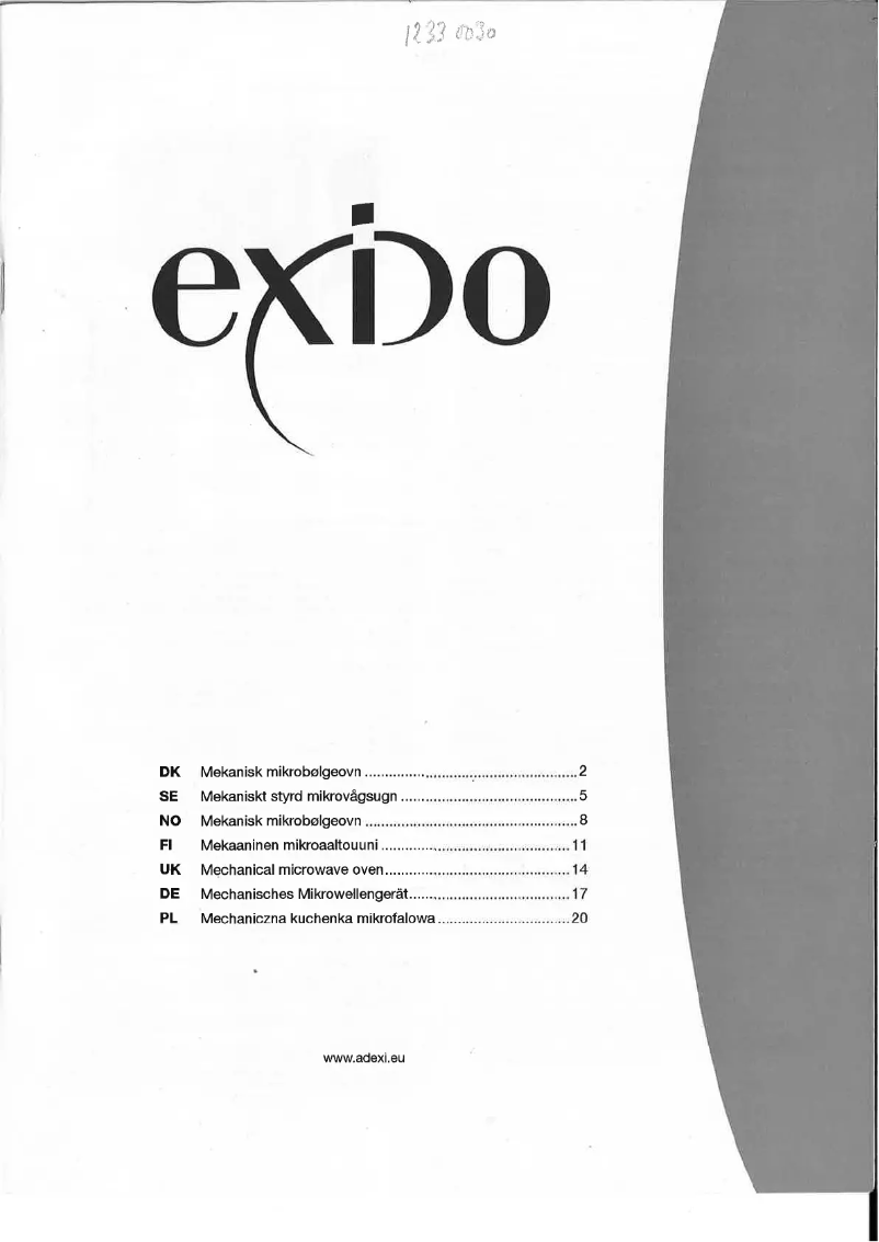 Page n°1 - Manuel utilisateur Exido 12330030