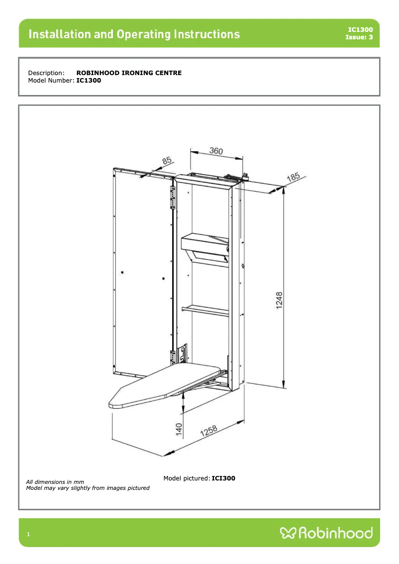 Page n°1 - Guide d'installation Robinhood IC1300
