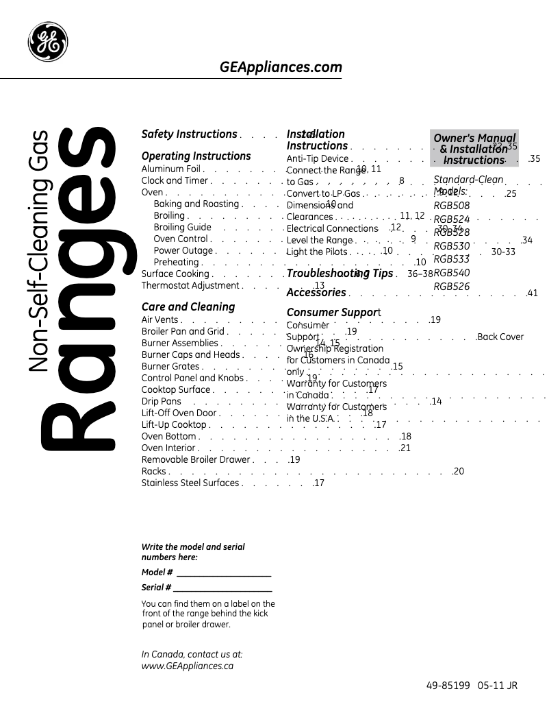 Page n°1 - Guide d'installation Hotpoint RGB524PEHWH