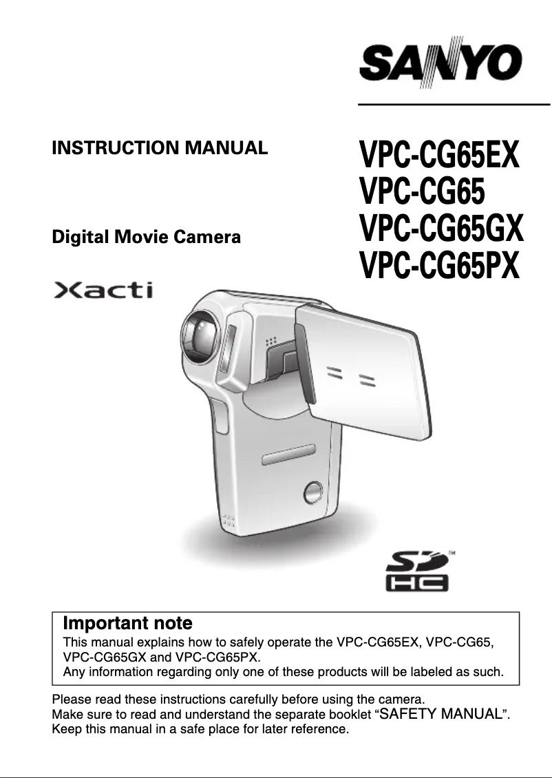Page n°1 - Manuel utilisateur Sanyo Xacti VPC-CG65GX