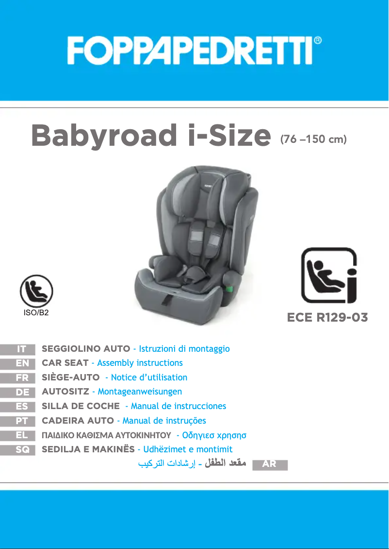 Page 1 de la notice Manuel utilisateur Foppapedretti Babyroad i-Size